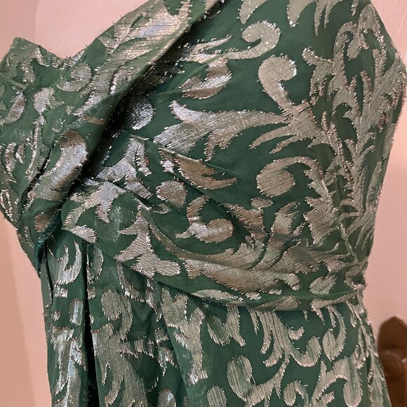 Nicole Miller Green & Silver Strapless Gown NWT - Picture 8 of 11